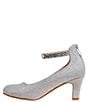 Color:Silver - Image 3 - Girls' Trudy Glitter Ankle Strap Zip Dress Pumps (Youth)