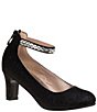 Color:Black - Image 1 - Girls' Trudy Glitter Ankle Strap Zip Dress Pumps (Youth)
