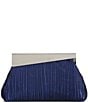 Badgley Mischka Jewel by Badgley Mischka Haven Textural Satin Asymmetric Frame Clutch, Color:Navy - Image 1