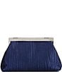 Badgley Mischka Jewel by Badgley Mischka Haven Textural Satin Asymmetric Frame Clutch, Color:Navy - Image 2