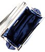 Badgley Mischka Jewel by Badgley Mischka Haven Textural Satin Asymmetric Frame Clutch, Color:Navy - Image 3