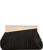 Badgley Mischka Jewel by Badgley Mischka Haven Textural Satin Asymmetric Frame Clutch, Color:Black - Image 1