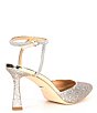 Color:Gold Textile - Image 2 - Kamilah Ankle Strap Glitter Pumps