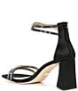 Color:Black Satin - Image 3 - Lillie Satin Rhinestone Embellished Double Strap Dress Sandals
