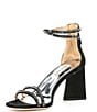 Color:Black Satin - Image 4 - Lillie Satin Rhinestone Embellished Double Strap Dress Sandals