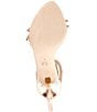 Color:Champagne Metallic - Image 6 - Logan Metallic Leather Rhinestone Embellished Double Strap Dress Sandals