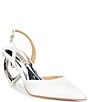 Color:White Satin - Image 1 - Lucille Satin Heart Heel Slingback Dress Pumps