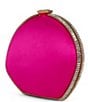 Badgley Mischka Novalie Crystal Satin Minaudiere Clutch, Color:Neon Pink - Image 3