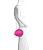 Badgley Mischka Novalie Crystal Satin Minaudiere Clutch, Color:Neon Pink - Image 4