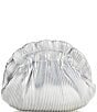 Badgley Mischka Jewel by Badgley Mischka Piper Gold Metallic Faux Leather Ribbed Dumpling Ruffle Clutch, Color:Silver - Image 1