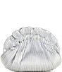 Badgley Mischka Jewel by Badgley Mischka Piper Gold Metallic Faux Leather Ribbed Dumpling Ruffle Clutch, Color:Silver - Image 2