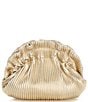 Color:Gold - Image 1 - Jewel by Badgley Mischka Piper Gold Metallic Faux Leather Ribbed Dumpling Ruffle Clutch