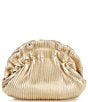 Badgley Mischka Jewel by Badgley Mischka Piper Gold Metallic Faux Leather Ribbed Dumpling Ruffle Clutch, Color:Gold - Image 1