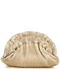 Color:Gold - Image 2 - Jewel by Badgley Mischka Piper Gold Metallic Faux Leather Ribbed Dumpling Ruffle Clutch