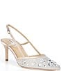 Badgley Mischka Reem Mesh Rhinestone Slingback Stiletto Dress Pumps - Image 1
