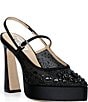 Badgley Mischka Rhylee Rhinestone Embellished Mesh Platform Slingback Pumps - Image 1