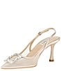 Badgley Mischka Yuta Mesh Embellished Buckle Slingback Pumps - Image 4