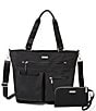 Color:Black - Image 1 - Any Day Tote Bag with RFID Wristlet