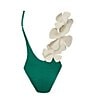 Color:Turquoise - Image 5 - Guayacan Colorblock Large Flower One Piece Swimsuit
