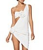 Color:White - Image 1 - Orianna Rosette One Sleeve Dress Swim Cover-Up