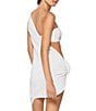 Color:White - Image 2 - Orianna Rosette One Sleeve Dress Swim Cover-Up