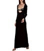 Color:Black - Image 1 - Silvana Low Scoop Neck Long Sleeve Swim Cover-Up Maxi Dress