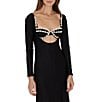 Color:Black - Image 3 - Silvana Low Scoop Neck Long Sleeve Swim Cover-Up Maxi Dress