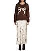 Bailey Rose Bow Design Sweater, Color:Chocolate - Image 3