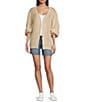 Bailey Rose Long Sleeve Oversized Lobster Cardigan, Color:Sand/Red - Image 5