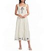 Bailey Rose Nantucket Square Neck Sleeveless Embroidered Hem Tie Front Midi Dress - Image 1