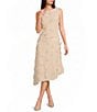 Bailey Rose Rosette Sleeveless Asymmetrical Hem Midi Dress - Image 1