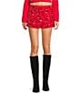 Bailey Rose Sequin Mini Skirt, Color:Red - Image 1