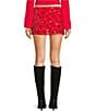 Bailey Rose Sequin Mini Skirt, Color:Red - Image 2