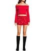 Bailey Rose Sequin Mini Skirt, Color:Red - Image 3