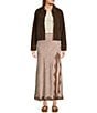 Bailey Rose Suede Long Sleeve Coordinating Jacket, Color:Chocolate - Image 4