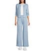 Bailey Rose Wide Leg Pointelle Coordinating Lounge Pants - Image 3
