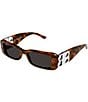 Color:Mid Havana - Image 1 - Unisex Dynasty 51mm Rectangle Havana Sunglasses