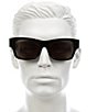 Color:Black - Image 3 - Unisex BB0262SA 56mm Square Sunglasses