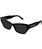 Balenciaga Women's Flat 56mm Cat Eye Sunglasses, Color:Shiny Black/Grey - Image 1