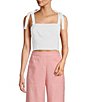 Color:White - Image 1 - Charli Square Neck Sleeveless Cropped Top