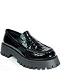 Color:Black - Image 1 - Lark Crocodile Embossed Chunky Platform Loafers