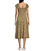 Color:Olive/Mauve - Image 2 - Summer of Love Floral Print Square Neck Short Sleeve Midi Dress