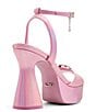 Color:Pink - Image 3 - Barbie™ x ALDO The DreamHouse™ Collection Barbie Party Rhinestone Heart Iridescent Platform Sandals