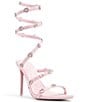 Color:Light Pink Metallic - Image 1 - Barbie™ x ALDO The DreamHouse™ Collection Runway Rhinestone Heart Wrap Dress Sandals