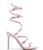 Color:Light Pink Metallic - Image 2 - Barbie™ x ALDO The DreamHouse™ Collection Runway Rhinestone Heart Wrap Dress Sandals