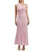 Color:Candy Pink - Image 1 - Albie Floral Knit One Shoulder Sleeveless Flared Hem Dress