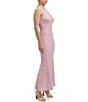 Color:Candy Pink - Image 3 - Albie Floral Knit One Shoulder Sleeveless Flared Hem Dress