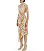 Color:Wall Floral - Image 3 - Andy Floral Print Halter Neck Sleeveless Beaded Strap Asymmetrical Hem Midi Dress