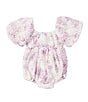 Color:Lilac Lily - Image 1 - Baby Girls Newborn-18 Months Balloon-Sleeve Ellory Printed Bubble Romper