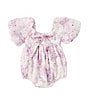 Color:Lilac Lily - Image 2 - Baby Girls Newborn-18 Months Balloon-Sleeve Ellory Printed Bubble Romper